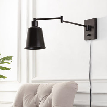 Cary 5.75" Iron Contemporary Swing Arm LED Wall Sconce - JONATHAN Y